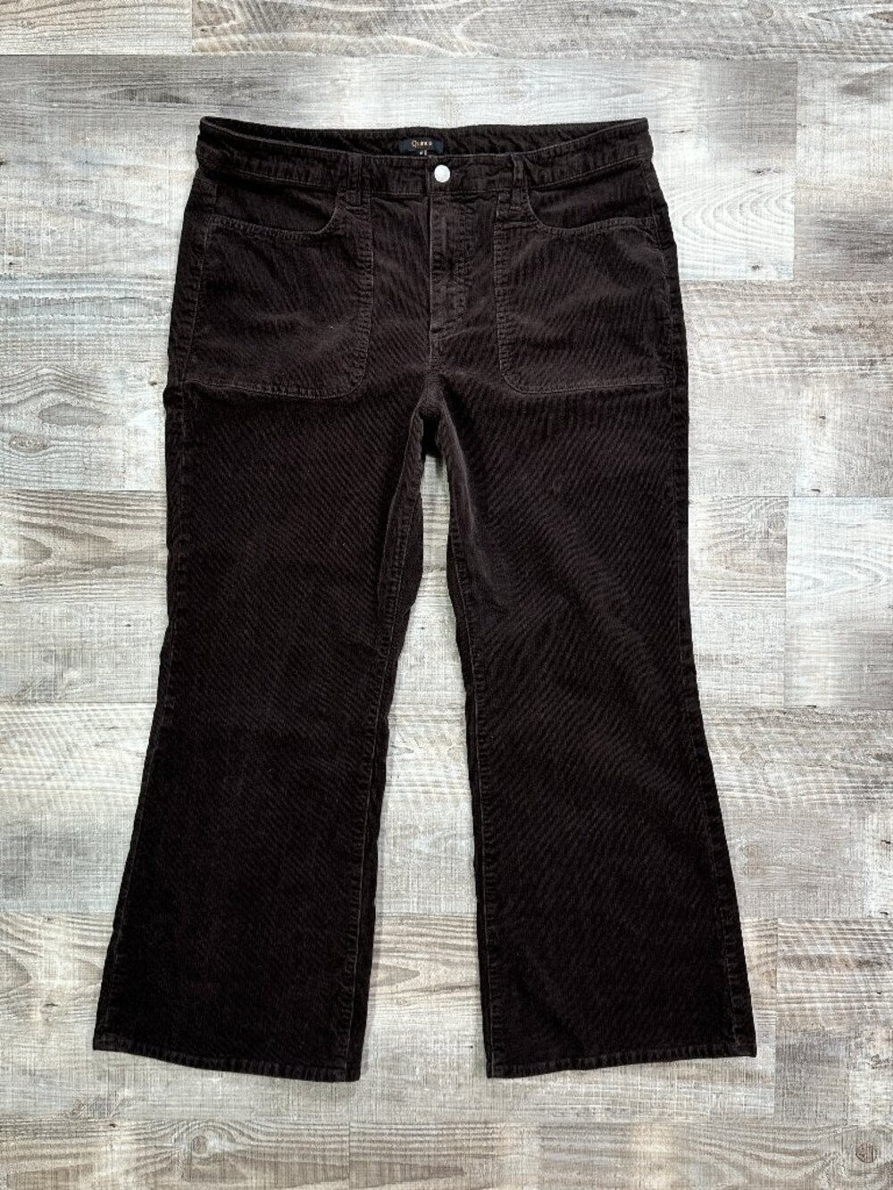 Quince Women Stretch Corduroy Cropped Wide Leg Pants Patch Pockets Espresso 16 - Picture 2 of 10